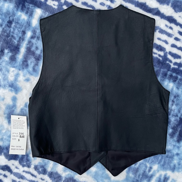 NWT VINTAGE LEATHER Biker Waistcoat - Size Small - Black - Amazing 🔥 - Picture 5 of 7